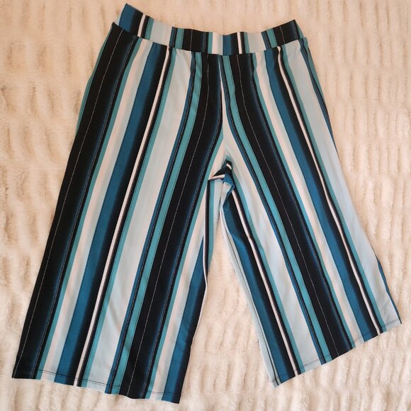 Cato Est. 1946 Women's (Size L/Colorful) Palazzo Striped Wide Leg Capri Pants - Picture 3 of 3